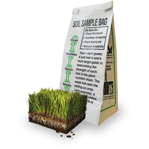 Soil Test bag with soil and grass