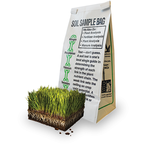 Soil Test bag with soil and grass